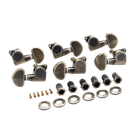 6 Pack Metal Guitar Tuning Pegs With Locking Machine Heads For Quick Dialed In String Tuning And Easy Replacement On Guitars Copper Alloy Precision Gear Tuner Set, 6-piece set