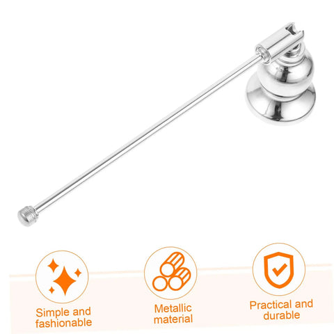 Christmas Metal Candle Fire Extinguisher Cap With Long Handle, Effortless Tealight Snuffer with metallic material and extended shaft.