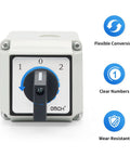 Heavy Duty Rotary Selector Switch 20A 440V Two Pole Three Position Cam Switch With Eight Terminals for industrial panels