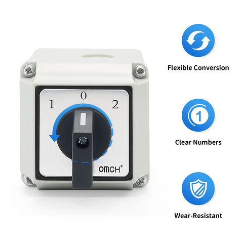Heavy Duty Rotary Selector Switch 20A 440V Two Pole Three Position Cam Switch With Eight Terminals for industrial panels