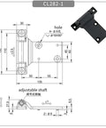 Beefy Heavy Duty Zinc Alloy Industrial Electrical Cabinet Hinge For Large Thickened Switch Cabinet Mechanical Hinge Rugged Industrial Grade Door Hardware For Enclosures 1 Piece CL282-1, dimension drawing and black hinge