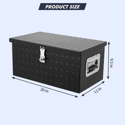 Heavy Duty 20 Inch Aluminum Diamond Plate Truck Bed Tool Box With Side Handle And Lock Keys Tank Tough Workhorse Storage Chest For Pickup Rv Trailer Gear Organizer dimensions 20x12x9.5 inches