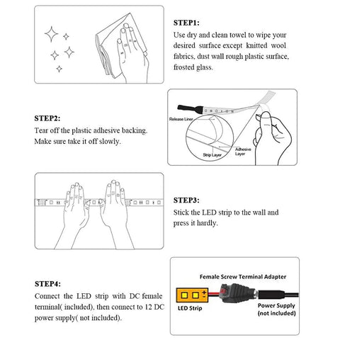 Installation guide for Infrared LED Light Strip 850nm 16.4ft DC12V Flexible 300 LEDs Cuttable