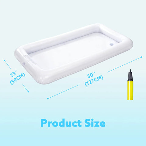 Three Pack Inflatable Serving Bars Cooler Set With Drain Plug Large 51.5 By 24.5 Inch Ice Buffet Trays with size guide