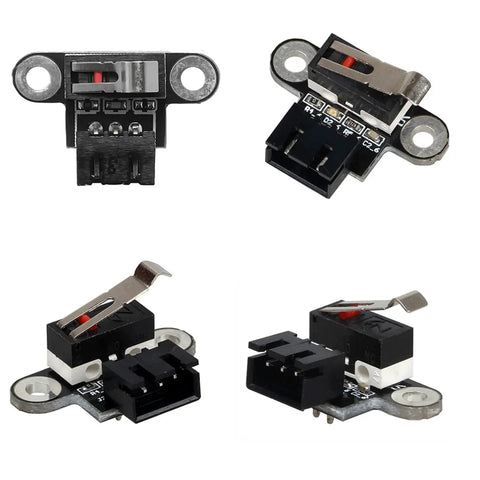 Four Six Pack 3D Printer Limit Switches, Mechanical Micro Switch Modules for 3018 ProVer, 3018 MX3, Mach3 shown on white background