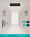 Modern Dimmable Led Bathroom Wall Sconce Vanity Light With Frosted Milk Clear Shade Nickel Finish Sleek Dope Mirror Lighting To Elevate Your Bathroom Vibe, nickel finish
