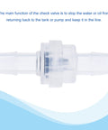 One Way Inline Hose Connector Check Valve Three Eighth Inch Dia Non Return for Water and Oil Lines EPDM Plastic Translucent