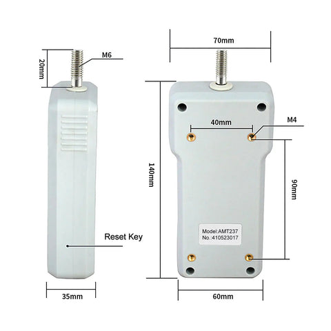 Pro Grade Digital Force Gauge With Backlit Display, Portable Push-Pull Meter For Peak Hold And Real-Time Measurements, A No-Fuss Thrust Meter For Insertion And Extraction Force Testing On The Go, side view
