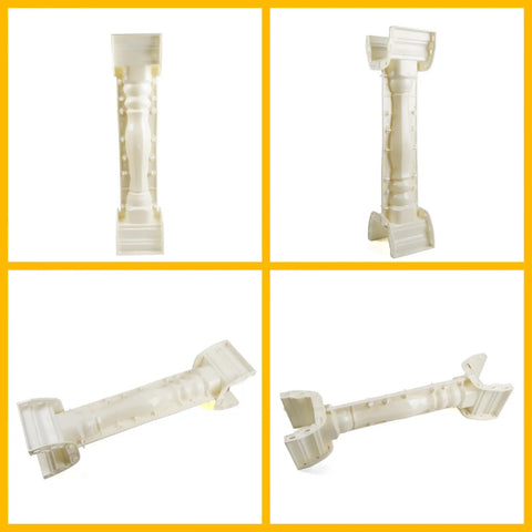 35.04 Inch Long Roman Column Mold For Concrete And Plaster Casting Durable ABS Balustrade Railing Pillar Form In Rice White, front view