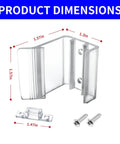 Heavy Duty Universal RV Sliding Closet Door Latches With Slick Hardware Kit dimensions showing 1.3x1.57x1.57in latch body with screws.