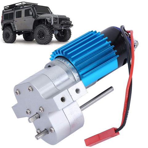 CNC Machined Gearbox Speed Change for RC Cars with 370 Brush Motor, showing anodized housing and easy install features