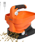 Seed And Fertilizer Spreader Handheld Lawn And Salt Spreader Type C Rechargeable with seeds being spread