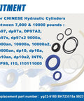2 Post Lift Hydraulic Cylinder Seal Rebuild Kit For 7000 10000 Lb Chinese Cylinders Replaces YG32-9180 BH723515A 992317