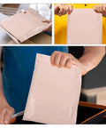 Collage of Waterproof PE Packaging Bags With Easy Seal 100 Pack Large Khaki Mailing Envelopes for shipping and packing demonstration.