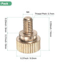Heavy Duty Solid Brass M4x6mm Knurled Thumbscrew Pack With Grippy Quick Swap Bolts For PC Builds And Electronics Repair No Sweat Diy Fasteners Built Rock Solid close-up with dimensions.