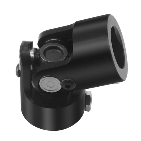 Close-up of One Inch Double D Steering Universal Joint Shaft Black 83mm Long U Joint For Automotive And Industrial Use.