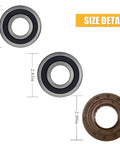 Heavy Duty Front Load Washing Machine Bearing Kit With Durable Rubber Tub Seal And Precision Steel Rollers size comparison of three different bearings.