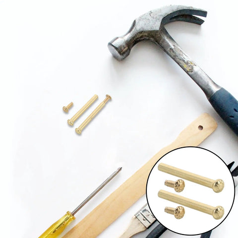 10 Piece Foldable Fan Rivets Golden Steel Fastener Kit for Easy Shaft Replacement and Home Fan Repairs, Includes Clear Installation Guide, Durable Rivets Pins Nails and Fasteners for Quick No Sweat Fixes; gold rivets and hammer