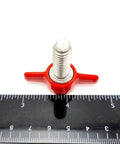 Badass 3/8 X 1 T Bolts With Butterfly Clamping Knobs Solid 304 Stainless Steel Thumb Screws on ruler for size comparison.