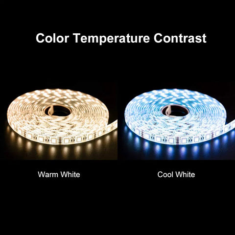 4 In 1 RGBW LED Tape Light 12V 5m 16.4ft 60 LEDs Per Meter With Warm White 2700K To 3000K And Cool White 6000K To 7000K IP30 color contrast