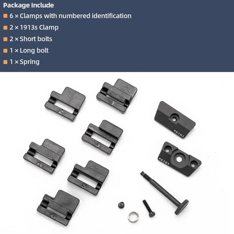 Clamp Jaw Kit For Streamlight TLR Sub 1913 Short Models Replacement Mount includes clamps, bolts, and spring on white background.