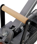 Close-up of a Portable Spot Welder Gun For Iron Up To One Eighth Inch 110V with wooden handle and metal assembly