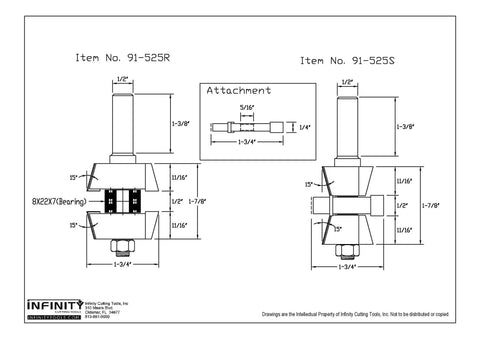 Technical drawing of Shaker Door Router Bit Set With Half Inch Shank 15 Degree For Interior And Exterior Doors Carbide Tip Heavy Duty.