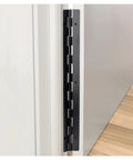 Two Piece 8 Inch 270 Degree Piano Hinge Set For Cabinets And Cupboards, Concealed Continuous Hinge Hardware on white door