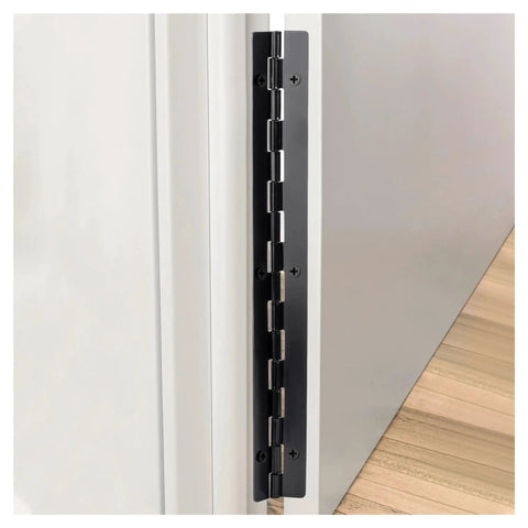 Two Piece 8 Inch 270 Degree Piano Hinge Set For Cabinets And Cupboards, Concealed Continuous Hinge Hardware on white door