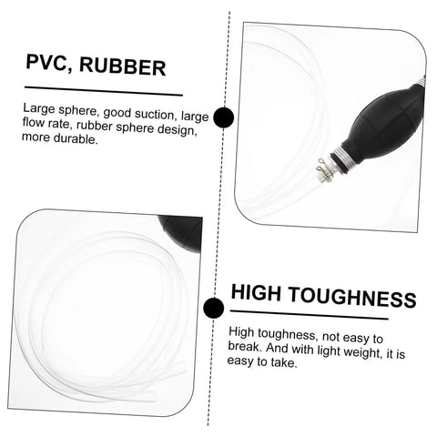 Portable Manual Fuel Transfer Pump Siphon Tool For Gasoline And Liquids High Flow Hand Sucker Pump For Cars Lawn Mowers Outdoor Equipment Leak Resistant Built In Outlet Easy To Use, PVC rubber tubing