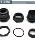 Waterproof Cable Glands 2 Pack Nylon PA66 With Rubber Seal IP68 Dual Seal Strain Relief Cord Grip Connector Black Finish