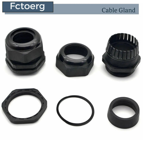 Waterproof Cable Glands 2 Pack Nylon PA66 With Rubber Seal IP68 Dual Seal Strain Relief Cord Grip Connector Black Finish