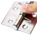 Close-up of Ten Piece Folding Stainless Steel Door Hinges With Spring Hardware Cross Hinge Kit Self Closing Heavy Duty Steel