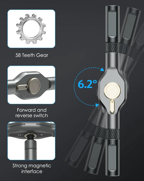 24 In 1 Magnetic Screwdriver Set With Mini Ratchet Handle and Detachable Ratchet Includes 24 S2 Magnetic Bits features