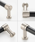 Two Tone Black And Nickel Cabinet Pulls 1 Piece French Style Cabinet Handles with Eight Point Eight Inch Screw Spacing