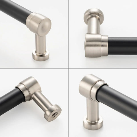 Two Tone Black And Nickel Cabinet Pulls 1 Piece French Style Cabinet Handles with Eight Point Eight Inch Screw Spacing
