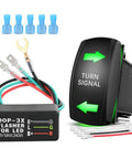 Turn Signal Switch Kit With Flasher Relay For ATV UTV Tractor And Motorcycle 4 Pin SPDT Rocker Switches With Green LED