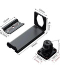 Stainless Steel Door Clasp Lock Right Angle Latch 90 Degree Hasps Shed Gate showing components and measurements in black finish.
