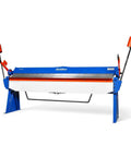 Front view of 100 Inch Manual Sheet Metal Brake for 12 Gauge Steel Bending with Adjustable Fingers and 135 Degree Angles, Model PB10012.