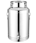 Built Tough 304 Stainless Steel Food Storage Hopper With Spigot And Airtight Lid For Staying Fresh Rice Flour Sugar Grains Coffee Beans 16 9 Gallon Capacity front view with locking lid
