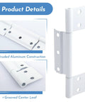 Product details of Three Pack White Aluminum Screen Door Hinges With One Eighth Inch Grooved Center For Patio And Storm Doors.