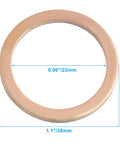 Top Shelf Copper Flat Washers 22 X 28 X 1.5mm Crimp Seal Discs for Drain Plugs and Hose Fittings, shown in size with measurements.