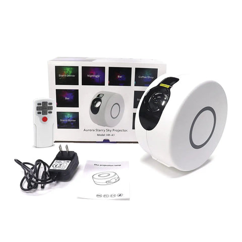 Nebula Star Projector With Effects And 15 Lighting Modes, 360 Degree Rotation, Multi Color LEDs in Blue Green And Red, box and remote