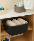 18 Quart Plastic Dishpan Built Tough For Home Kitchens And Laundry Cleanups, Black Multi Purpose Wash Basin Tub with rolled towels