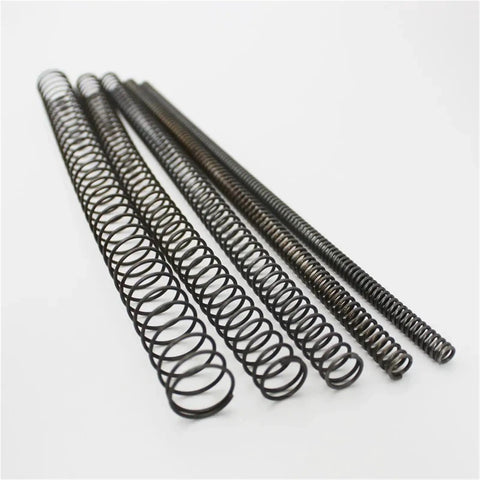 2Pcs Extended Extra Long Pressure Springs Made From Tough 65Mn Spring Steel For Heavy Duty Industrial Use Providing Reliable Compression And Durable Performance In Any Gritty Job Site Or Rigged Setup, showcasing various sizes.