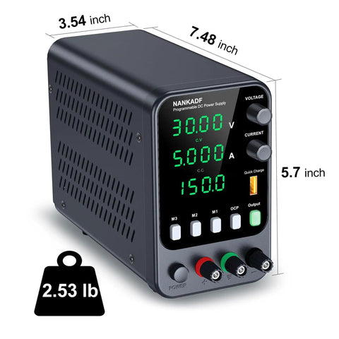 Pro Grade DC Bench Power Supply With Encoder Knob And Memory Recall, OCP Alarm, Adjustable 0 To 30 Volts, Compact Design