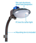 75W LED Barn Light Dusk To Dawn Outdoor Flood Light With Photocell, Mounting Arm Included, showing die-cast aluminum design