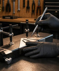 Heavy-Duty Welding Angle Square Stainless Steel Multi-Angle Layout Tool 8 Inch in use, precision marking on metal surface