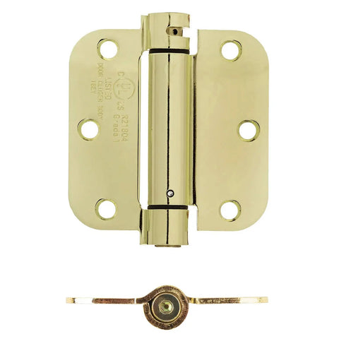 Heavy Duty Self Closing Door Hinge With Rock Solid Steel Frame And Premium Polished Brass Finish Including Complete Mounting Kit top view
