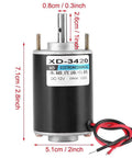 Heavy Duty 12 Volt Dc Brushed Motor With Smooth Quiet Operation And Gobs Of High Torque For Precision Grinding And Small Mechanical Devices Run Like A Dream, shown from the front with dimensions.